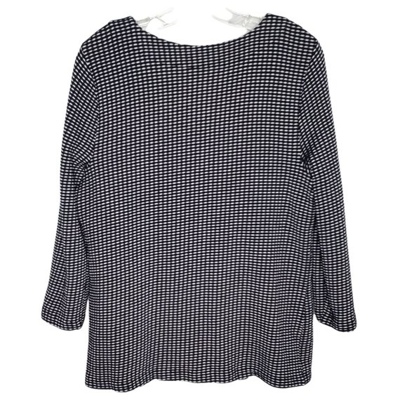 Talbots Size L Sweater Notched Neckline Basketweave Knit Cotton Blend Blue White - Picture 3 of 6